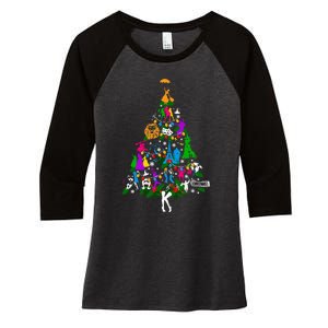 Broadway Musical Theatre Christmas Tree Women's Tri-Blend 3/4-Sleeve Raglan Shirt