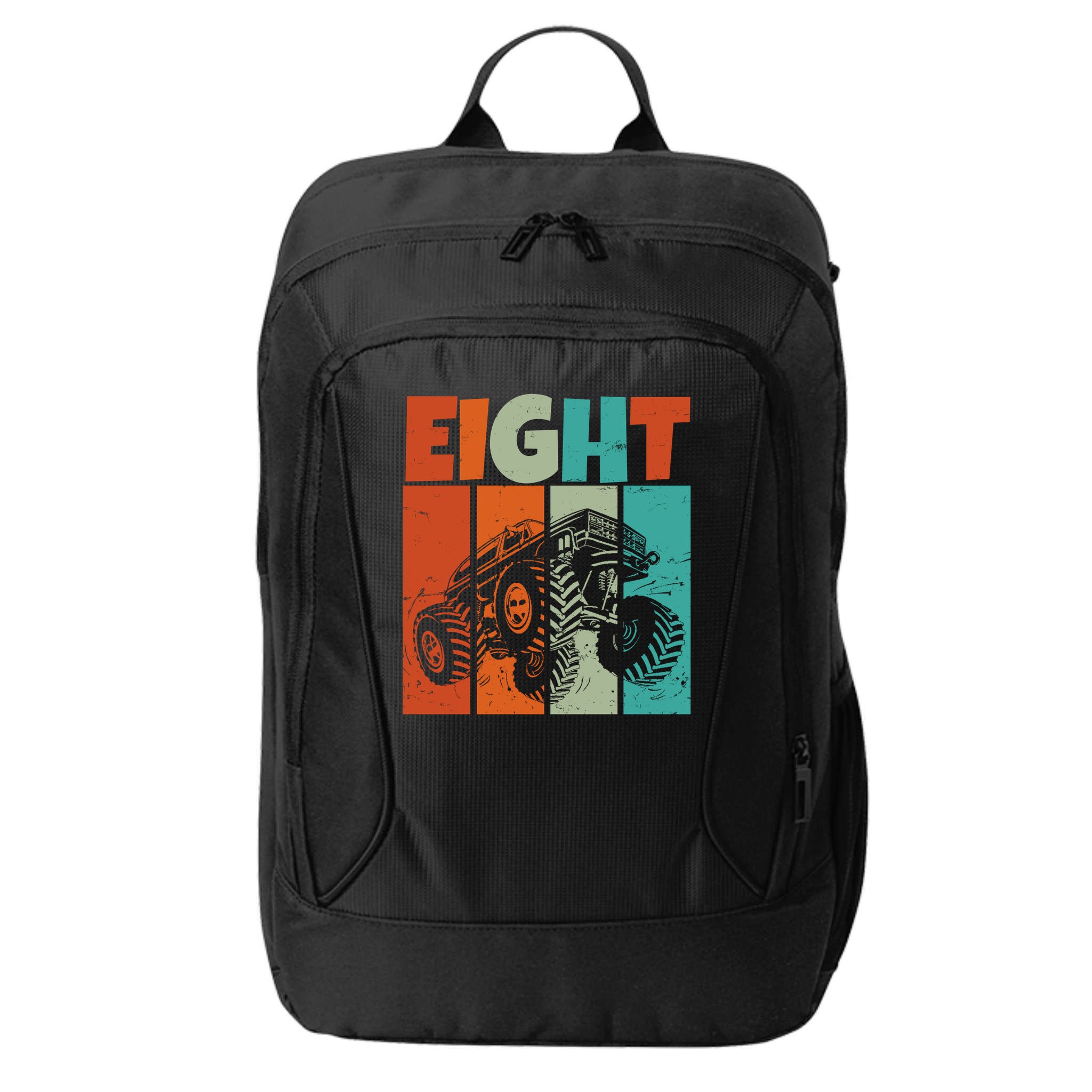 Birthday Monster Truck Retro 8 Year Old Bday City Backpack
