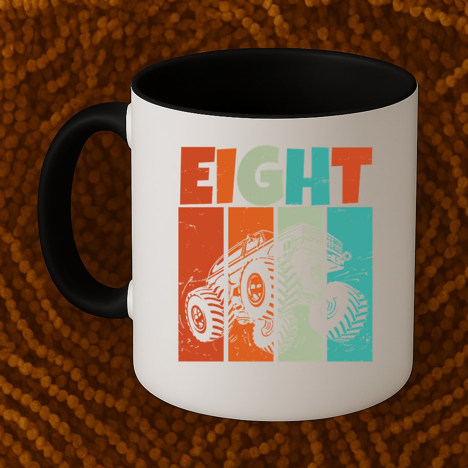 Birthday Monster Truck Retro 8 Year Old Bday Mug