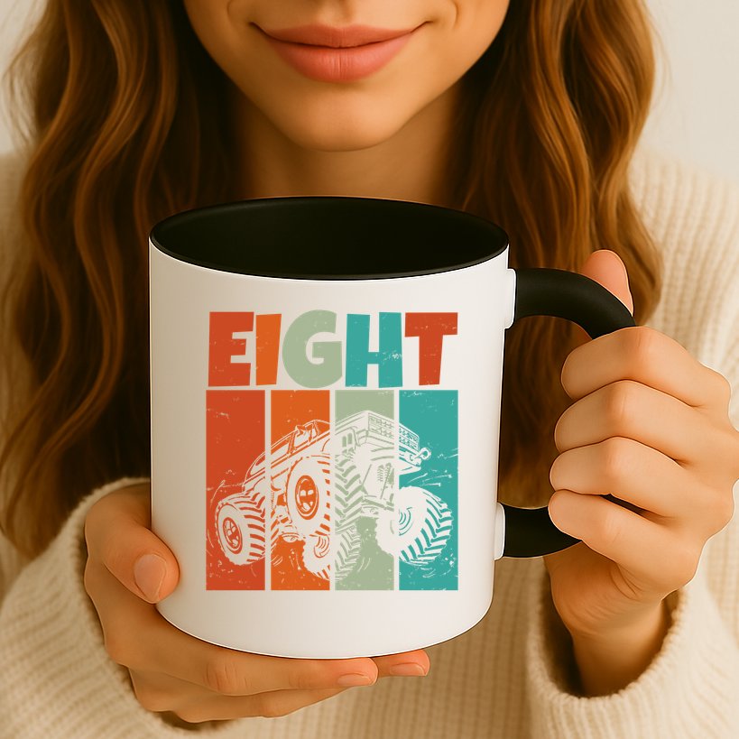 Birthday Monster Truck Retro 8 Year Old Bday Mug
