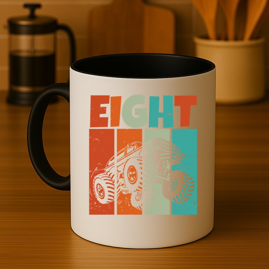 Birthday Monster Truck Retro 8 Year Old Bday Mug