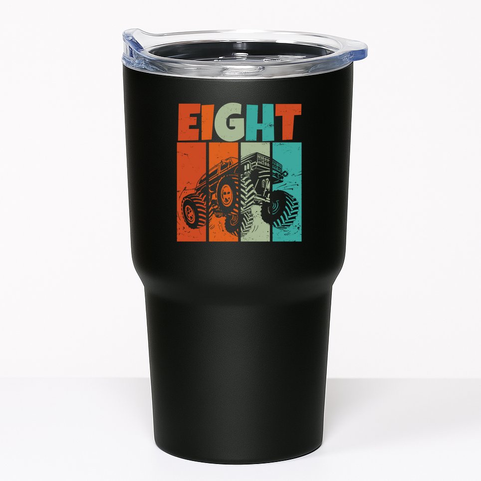 Birthday Monster Truck Retro 8 Year Old Bday Tumbler