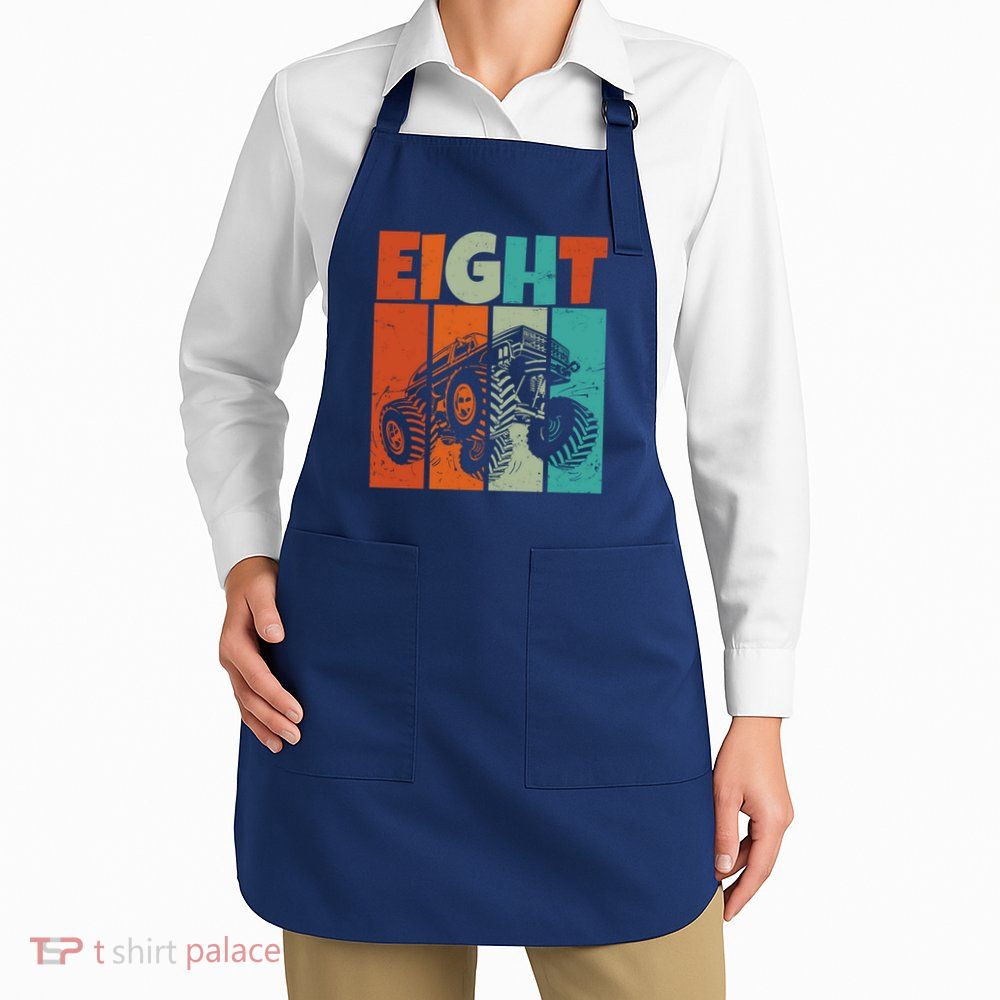 Birthday Monster Truck Retro 8 Year Old Bday Apron