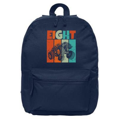 Birthday Monster Truck Retro 8 Year Old Bday 16 in Basic Backpack