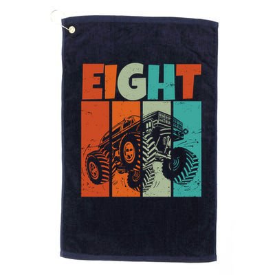 Birthday Monster Truck Retro 8 Year Old Bday Golf Towel