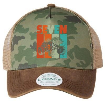 Birthday Monster Truck Retro 7 Year Old Bday Legacy Tie Dye Trucker Hat