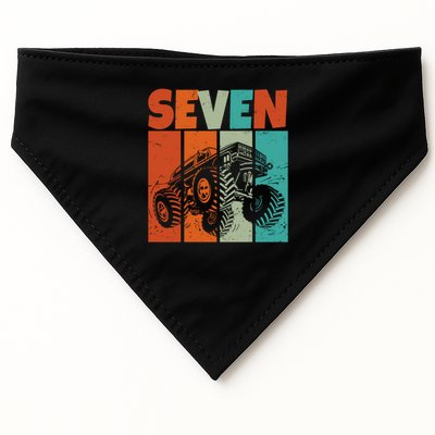 Birthday Monster Truck Retro 7 Year Old Bday USA-Made Doggie Bandana