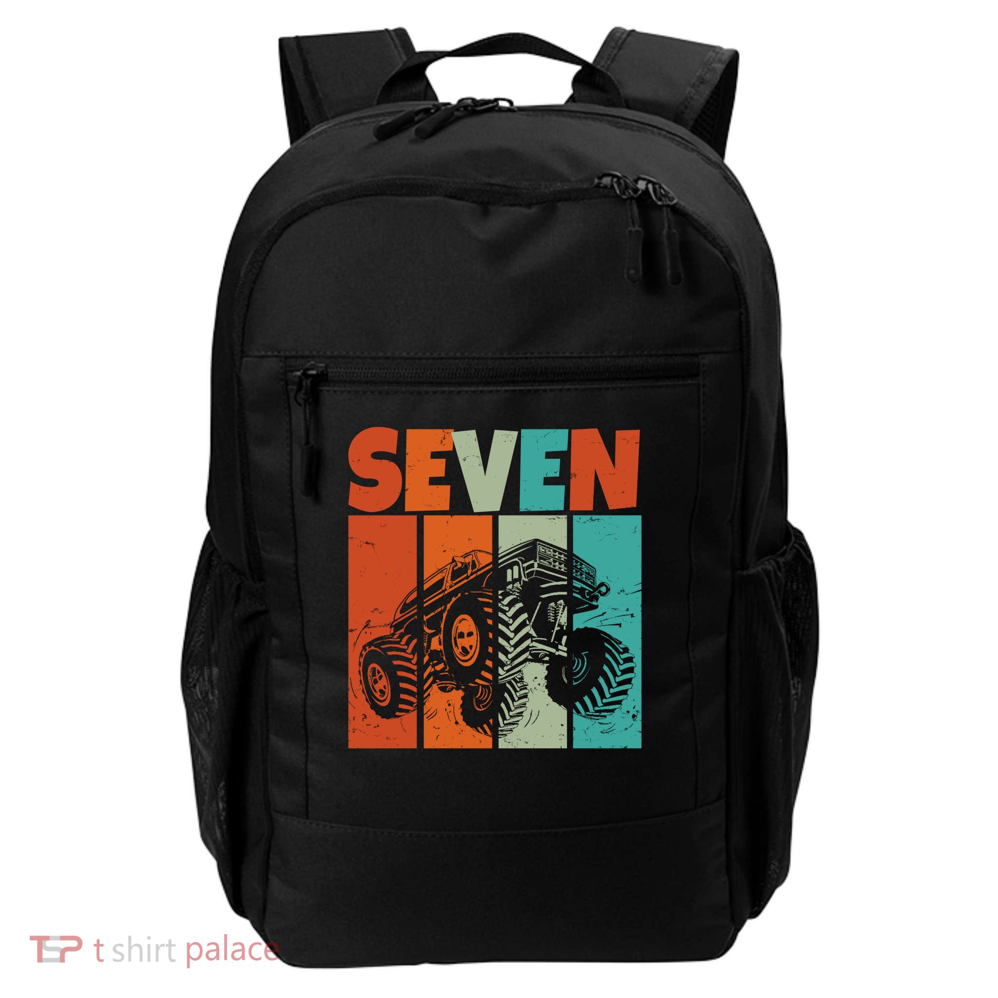 Birthday Monster Truck Retro 7 Year Old Bday Backpack