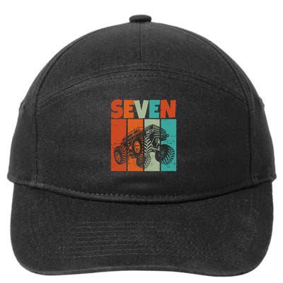 Birthday Monster Truck Retro 7 Year Old Bday 7-Panel Snapback Hat