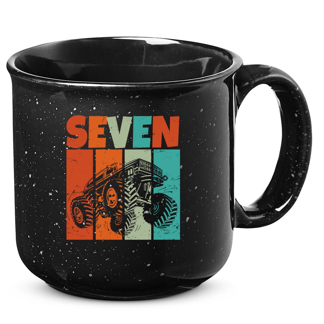 Birthday Monster Truck Retro 7 Year Old Bday 15oz Campfire Ceramic Mug