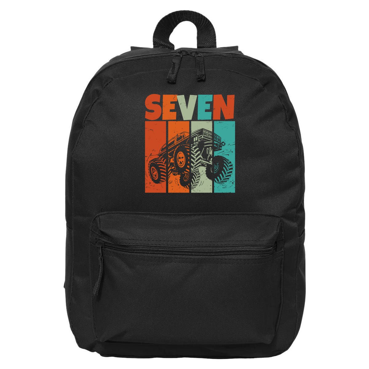 Birthday Monster Truck Retro 7 Year Old Bday 16 in Basic Backpack
