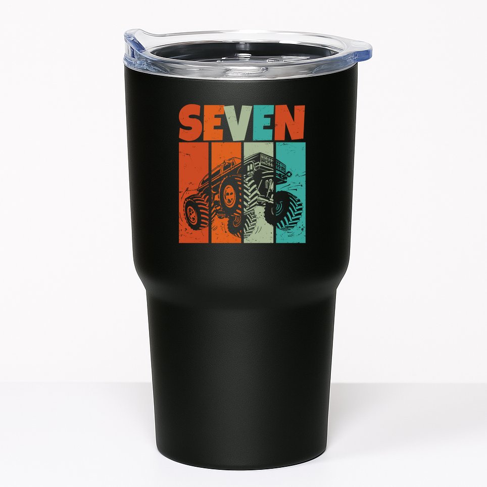 Birthday Monster Truck Retro 7 Year Old Bday Tumbler