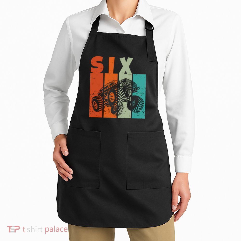 Birthday Monster Truck Retro 6 Year Old Bday Apron