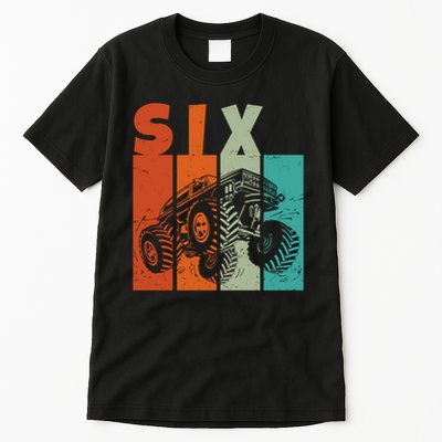 Birthday Monster Truck Retro 6 Year Old Bday Tall T-Shirt