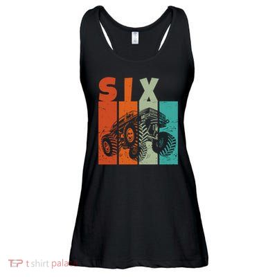 Birthday Monster Truck Retro 6 Year Old Bday Ladies Essential Flowy Tank