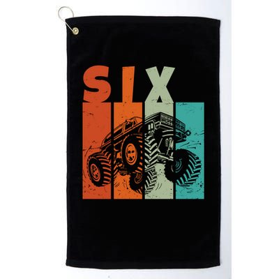 Birthday Monster Truck Retro 6 Year Old Bday Golf Towel
