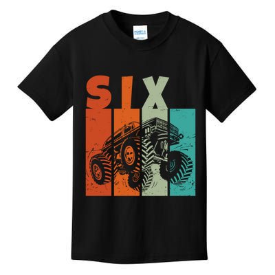 Birthday Monster Truck Retro 6 Year Old Bday Kids T-Shirt