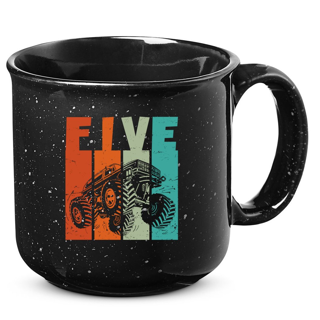 Birthday Monster Truck Retro 5 Year Old Bday 15oz Campfire Ceramic Mug