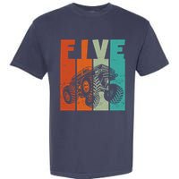 Birthday Monster Truck Retro 5 Year Old Bday Garment-Dyed Heavyweight T-Shirt