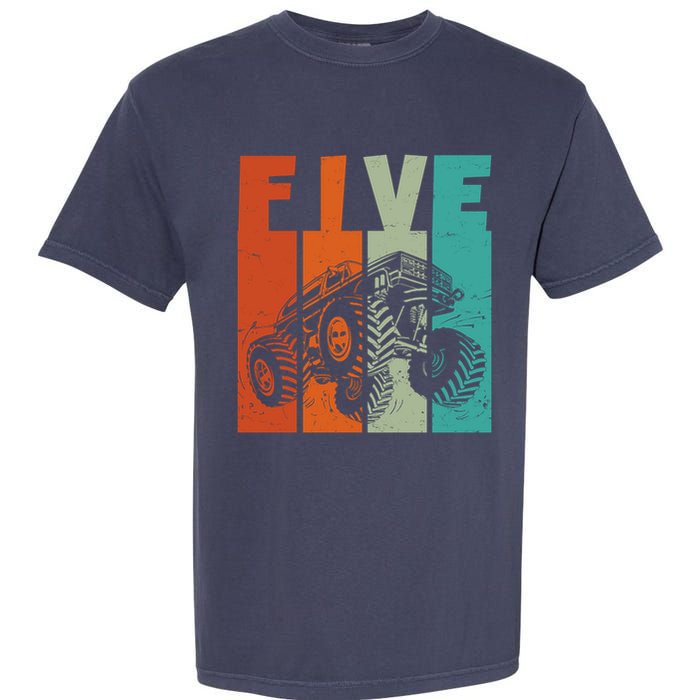 Birthday Monster Truck Retro 5 Year Old Bday Garment-Dyed Heavyweight T-Shirt