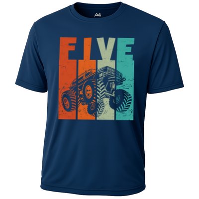 Birthday Monster Truck Retro 5 Year Old Bday Performance Shirt