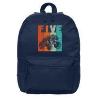 Birthday Monster Truck Retro 5 Year Old Bday 16 in Basic Backpack