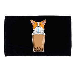 Boba Milk Tea Kawaii Corgi Puppy Japanese Anime Style Cute Microfiber Hand Towel