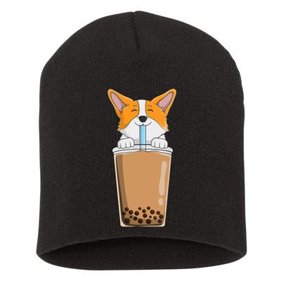 Boba Milk Tea Kawaii Corgi Puppy Japanese Anime Style Cute Short Acrylic Beanie