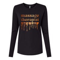 Black Massage Therapist African American Massage Therapy Womens Cotton Relaxed Long Sleeve T-Shirt