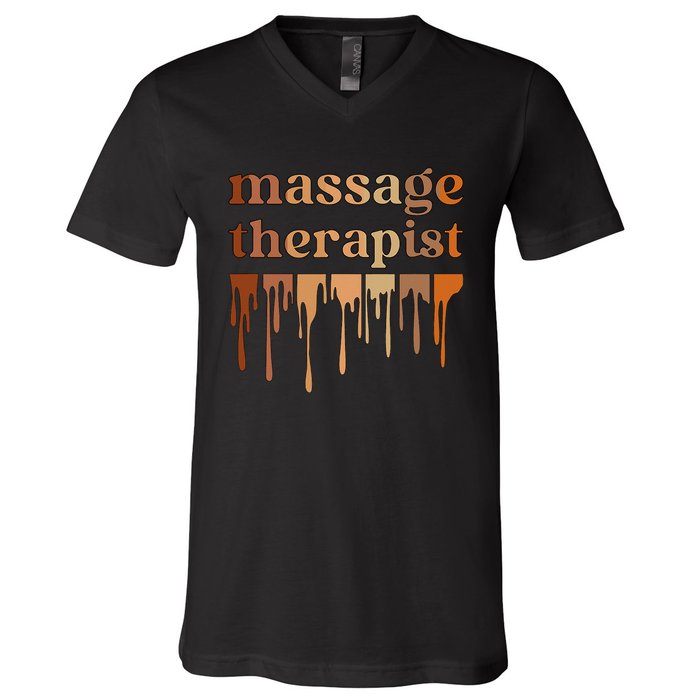 Black Massage Therapist African American Massage Therapy V-Neck T-Shirt