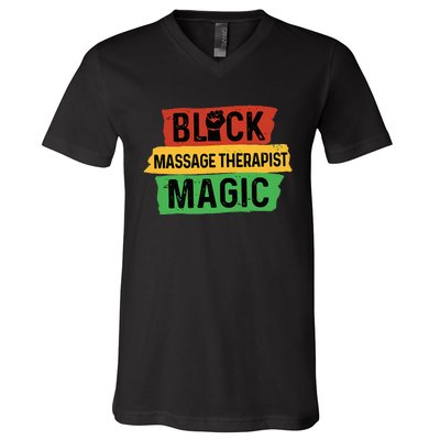 Black Massage Therapist Magic Afrocentric Massage Therapy V-Neck T-Shirt