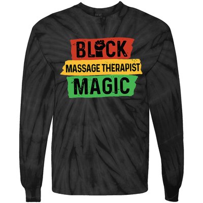 Black Massage Therapist Magic Afrocentric Massage Therapy Tie-Dye Long Sleeve Shirt