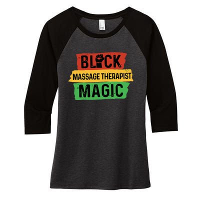 Black Massage Therapist Magic Afrocentric Massage Therapy Women's Tri-Blend 3/4-Sleeve Raglan Shirt