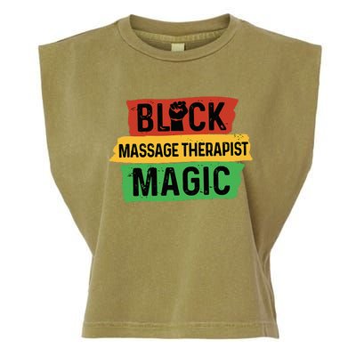 Black Massage Therapist Magic Afrocentric Massage Therapy Garment-Dyed Women's Muscle Tee