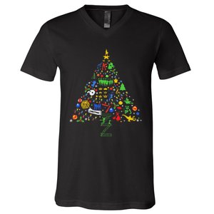 Broadway Musical Theatre Christmas Tree V-Neck T-Shirt