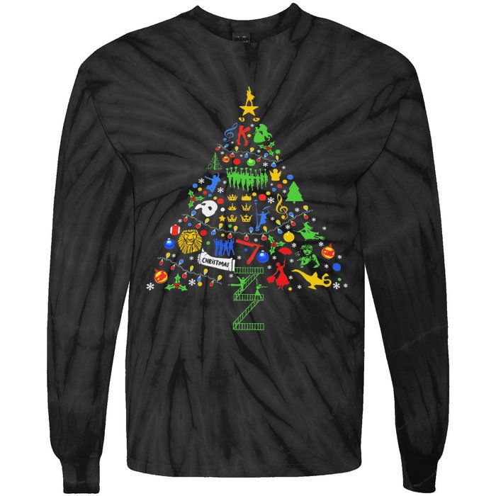 Broadway Musical Theatre Christmas Tree Tie-Dye Long Sleeve Shirt