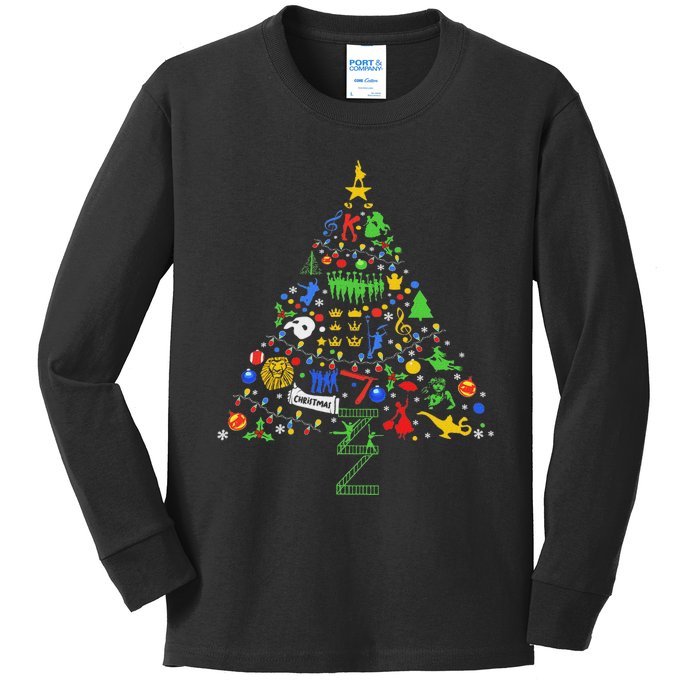 Broadway Musical Theatre Christmas Tree Kids Long Sleeve Shirt