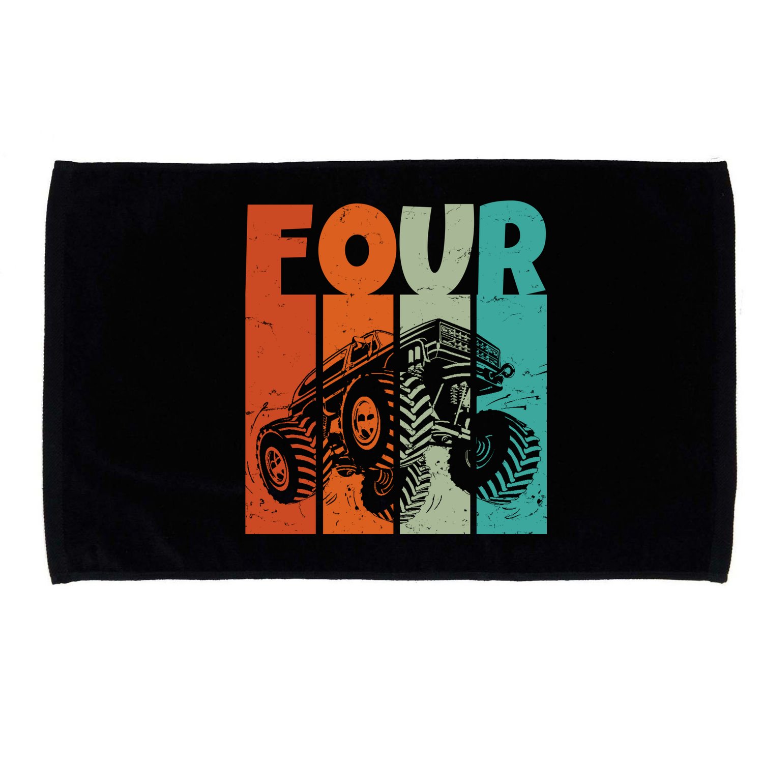 Birthday Monster Truck Four Retro 4 Year Old Bday Microfiber Hand Towel