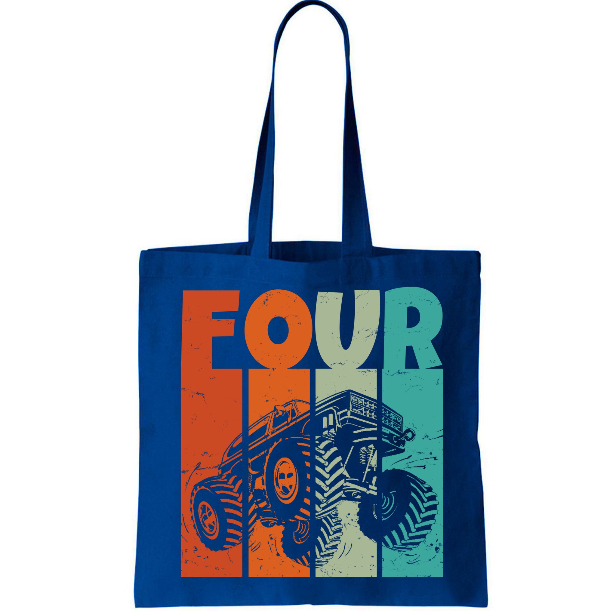 Birthday Monster Truck Four Retro 4 Year Old Bday Bag