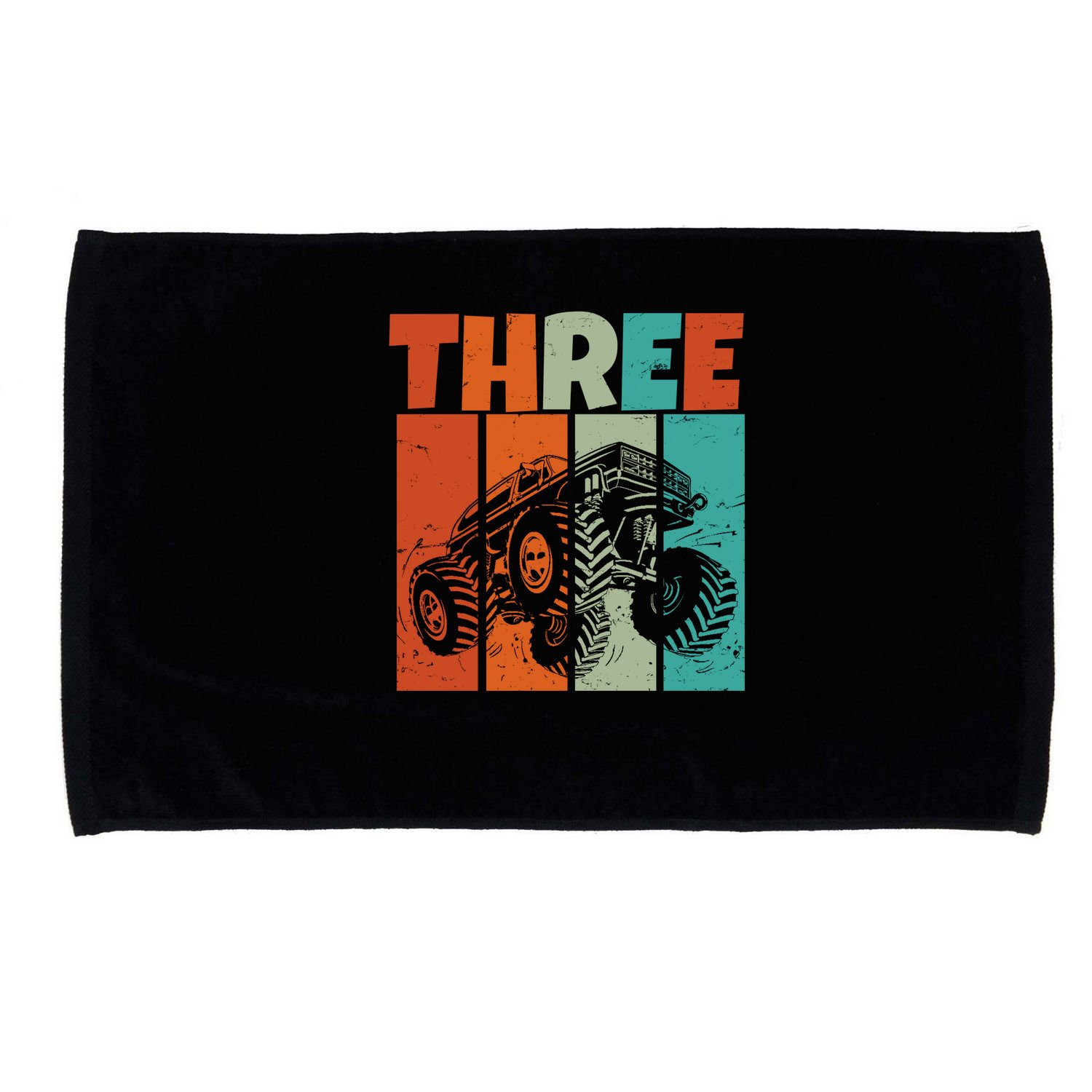 Birthday Monster Truck Retro 3 Year Old Bday Microfiber Hand Towel