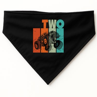 Birthday Monster Truck Retro 2 Year Old Bday USA-Made Doggie Bandana