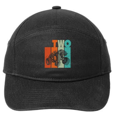 Birthday Monster Truck Retro 2 Year Old Bday 7-Panel Snapback Hat