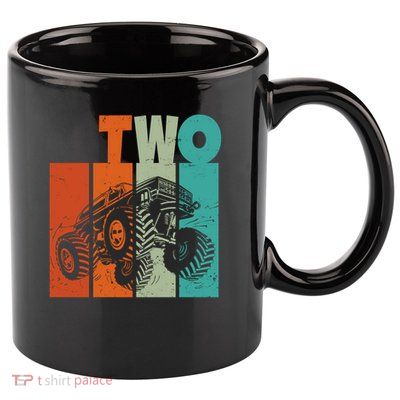 Birthday Monster Truck Retro 2 Year Old Bday 11oz C Handle Ceramic Mug