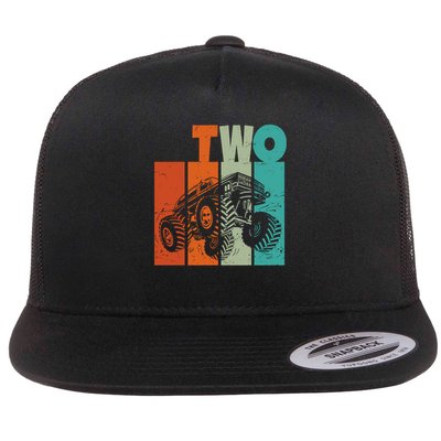 Birthday Monster Truck Retro 2 Year Old Bday Flatbill Hat
