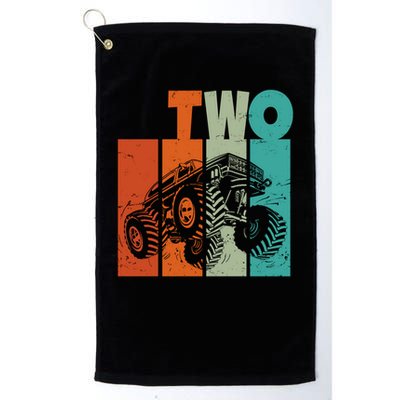 Birthday Monster Truck Retro 2 Year Old Bday Golf Towel