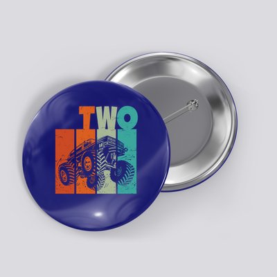 Birthday Monster Truck Retro 2 Year Old Bday Button