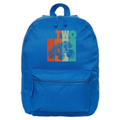 Birthday Monster Truck Retro 2 Year Old Bday 16 in Basic Backpack