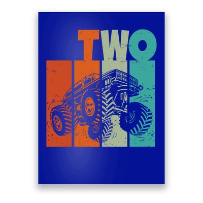 Birthday Monster Truck Retro 2 Year Old Bday Poster