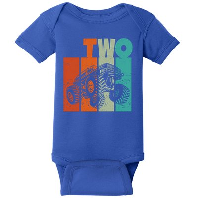 Birthday Monster Truck Retro 2 Year Old Bday Baby Bodysuit