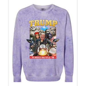 Biker Motorcycle Trump Mount Rushmore American Pride Colorblast Crewneck Sweatshirt